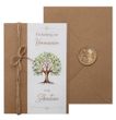 Personalisierte Pocketfold Einladung Kommunion, Konfirmation Klappkarte Tasche Baum des Lebens Wachsiegel Umschlag 1