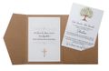 Personalisierte Pocketfold Einladung Kommunion, Konfirmation Klappkarte mit Tasche, Baum des Lebens, Wachsiegel, Umschlag – Handgefertigt 2