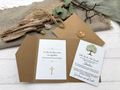 Einladungskarte mit Briefumschlag Personalisiert Kommunion Konfirmation Kraft Kreuz Lebensbaum Motiv 5