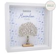 Personalisierter Holz Bilderrahmen Baum des Lebens christliche Symbole Dunkelblau Konfirmation Kommunion Geschenk 1