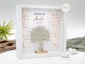 Personalisierter Holz Bilderrahmen Baum des Lebens christliche Symbole Orange Konfirmation Kommunion Geschenk 2
