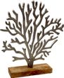 Deko Koralle  Aluminium mit Mangoholz Standfuß Maritim Sommer Bad Wohnzimmer 24 x 25cm  1