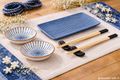Sushi Geschirr Service aus Porzellan - Set für 2 Personen in Blau Weiß 2