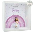 Personalisierter Holz Bilderrahmen Regenbogen Lila Mädchen LED Lichterkette Konfirmation Kommunion Geschenk 1