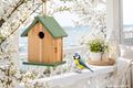 Vogelhaus Holz Eukalyptus Grün Vogelhäuschen zum Aufhängen in Garten, Baum, für Balkon und Veranda 6
