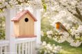Vogelhaus Holz Rosa Vogelhäuschen zum Aufhängen für Garten, Baum, Balkon, Veranda 2
