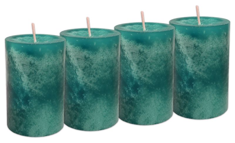 4 Stumpenkerzen Kerzen Blau Seegrün Petrol Tischdeko Party Deko Adventskerzen