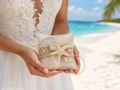 Ringkissen Maritime Hochzeit Ehering Kissen Creme mit Muscheln  5