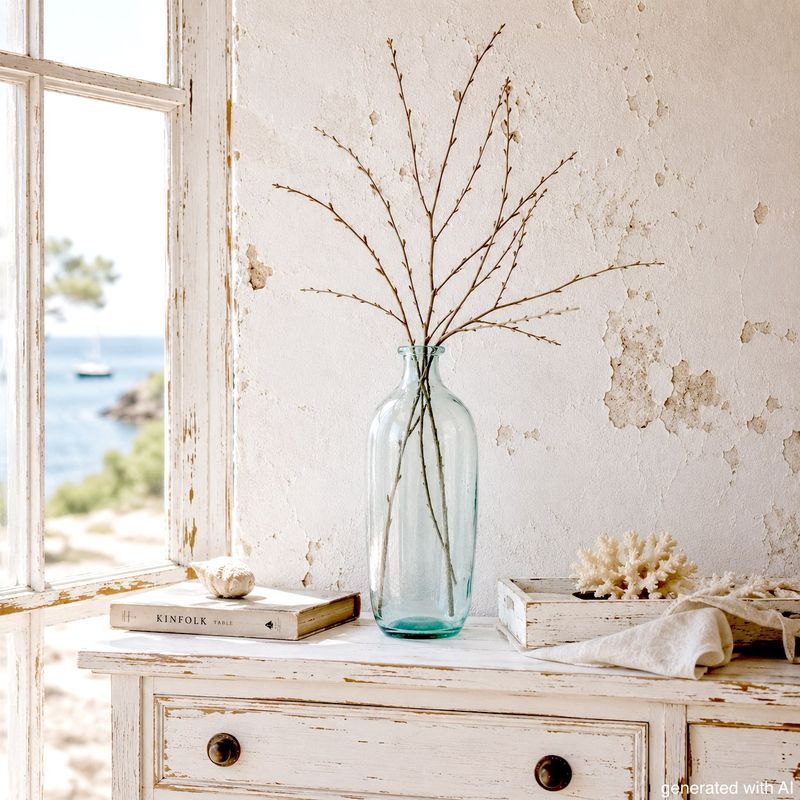 Recycelte Vase Transparent Türkis Blau Glas Deko Tischdeko Blumenvase ca. 30cm H