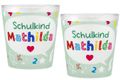 Windlicht Banderole Mint Kerzenglas Votivglas Einschulung Schulbeginn PERSONALISIERT 7,5cm Hoch 1