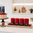 4 Adventskerzen Kerzen Rot Handverziert Holzdeko - Deko Advent Tischdeko 2