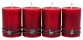 4 Adventskerzen Kerzen Rot Handverziert Holzdeko - Deko Advent Tischdeko 1