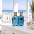 2 Deko Glas Vasen in Blau mit Naturkordel Mit Seestern & Muschel im antik-silbernen Design 2