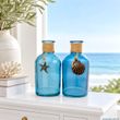 Deko Vasen Maritim im 2er Set Glasvasen Blau Seestern Muschel Maritime 3