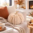 Kürbis Kissen Creme Groß Ø 32cm Deko Zierkissen Sofa, Bett Sessel Geschenk 3