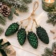 Christbaumschmuck Zapfen Glas Grün Weihnachten Deko zum Anhängen Adventskranz 4