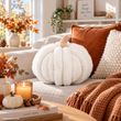Kürbis Kisssen Weiß Deko für Herbst, Halloween, Erntedankfest Geschenk 3