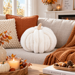 Herbst Deko Kürbis Kissen – 3D-Wurfkissen in Weiß, ca. Ø 24cm 2