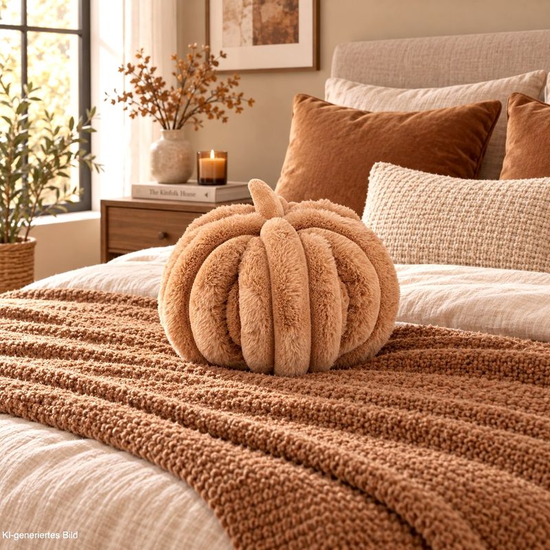 Kissen Sofakissen Braun Beige Kürbis Deko Herbst Zierkissen Geschenk Ø24cm