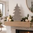 Deko Tannenbaum Natur Beige aus Filz mit Holzsockel Weihnachten Winter 2