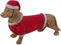 Deko Dackel Braun mit Weihnachtsmütze & Pulli Geschenk Weihnachten 32cm L 1