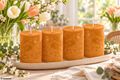 4 Stumpenkerzen Kerzen Tischdeko Herbst Deko Adventskerzen Natur Orange 5