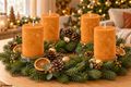 4 Stumpenkerzen Kerzen Tischdeko Herbst Deko Adventskerzen Natur Orange 3