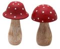 Fliegenpilz Holz Pilz Dekofigur 12cm Rot Natur Herbst Winter Groß 2 Stück 1
