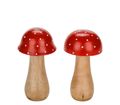 Fliegenpilz Holz Pilz Deko  7cm H Groß Rot Natur Herbst Winter 2 Stück 1