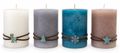 Adventskerzen Kerzen Creme Grau Blau Braun Schneeflocke Baum Hirsch Stern Hellblau 9x6cm 4 Stück 1