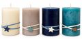 Adventskerzen Kerzen Creme Blau Braun Hellblau Stern Weihnachten 9x6cm 4 Stück 1