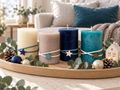 Adventskerzen Kerzen Creme Blau Braun Hellblau Stern Weihnachten 9x6cm 4 Stück 3