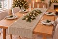 Tischläufer Beige 100% Polyester Tischdecke Plüschrolle Uni 250 x 28 cm 2