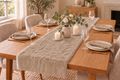 Tischläufer Beige 100% Polyester Tischdecke Plüschrolle Uni 250 x 28 cm 3