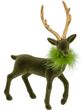 Deko Hirsch Samt Beflockt Oliv Grün Gold stehend Figur Weihnachten 26cm H 1