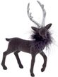 Deko Hirsch Samt Beflockt Grau Silber stehend Figur Weihnachten 26cm H 1