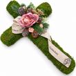 Kreuz Moos Mauve Grabgesteck Grabschmuck Trauergesteck Allerheiligen 50cm 1