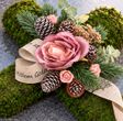 Kreuz Moos Grabgesteck handgefertigte Grabschmuck Rosa künstlich Allerheilige 50cm  3