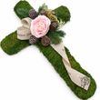 Kreuz Moos Rosa Grabgesteck Grabschmuck Trauergesteck Allerheiligen 50cm 1