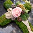 Kreuz Moos Grabgesteck handgefertigte Grabschmuck Rosa künstlich Allerheilige 50cm  3