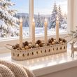 Adventskranz Länglich Metall Beige Tischdeko Kerzenhalter Weihnachten Winter 2