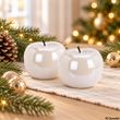 Deko Apfel Keramik Keramikapfel Perlmutt Weiß Glänzend Dekofigur 2-er SET 4