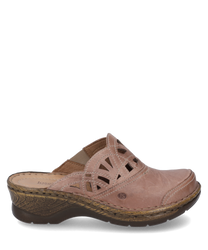 Il clog in pelle marrone è dotato di una comoda chiusura con elastico. I tagli distintivi e una suola ben strutturata gli conferiscono un aspetto unico.