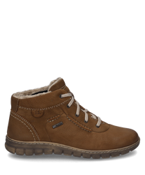 La bota en combinación de color cognac presenta un robusto cordón y está hecha de cuero de alta calidad con costuras decorativas llamativas. El zapato cuenta con un suave forro interior que proporciona comodidad adicional.