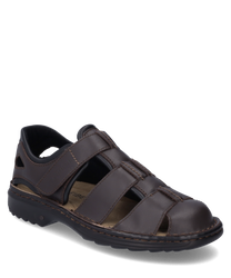La sandaletta nel colore Moro è realizzata in pelle di alta qualità e dispone di una pratica chiusura in velcro. La suola marrone chiaro e i lati aperti garantiscono un elevato comfort di calzata e una buona ventilazione.