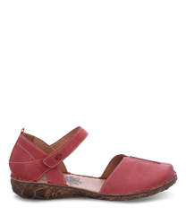 Die Sandale in Rot besteht aus Leder und hat einen bequemen Klettverschluss. Die Sohle ist strukturiert und verleiht der Sandale einen rustikalen Look.