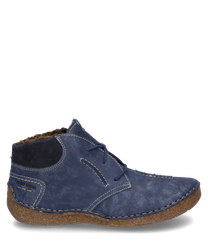 The ankle boot in Ocean color is made of high-quality material with a light natural sole edge. The shoe features lacing and subtle decorative seams that give it a classic look.