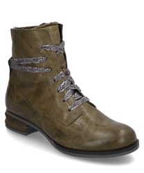 La bottine en cuir marron séduit par son charme rustique. Elle est dotée d'une fermeture éclair pratique et de lacets tressés remarquables pour un style supplémentaire.