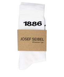 Weiße Socken aus Baumwolle mit elastischem Bund und verstärkter Ferse. Schlichtes Design mit dezentem Pfeilmuster. Knöchelhoch und atmungsaktiv für optimalen Tragekomfort.