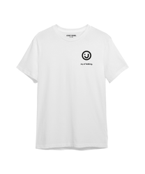 Weißes T-Shirt mit Rundhalsausschnitt aus Baumwolle Aufdruck "Joy of Walking" in Schwarz auf der Vorderseite Kurze Ärmel Schlichtes Design Ideal für Freizeit und Alltag